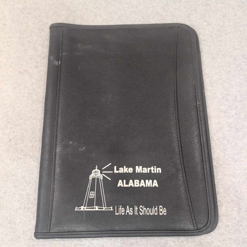 Leeds Black Faux Leather Padfolio Lake Martin Alabama Lighthouse Organizer